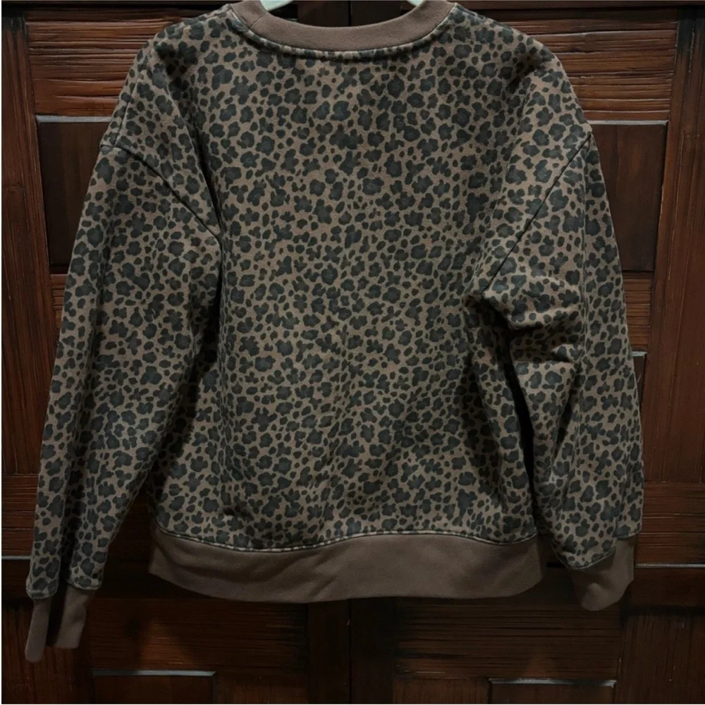 J. Crew Brown and Black Leopard Crewneck Sweatshirt
